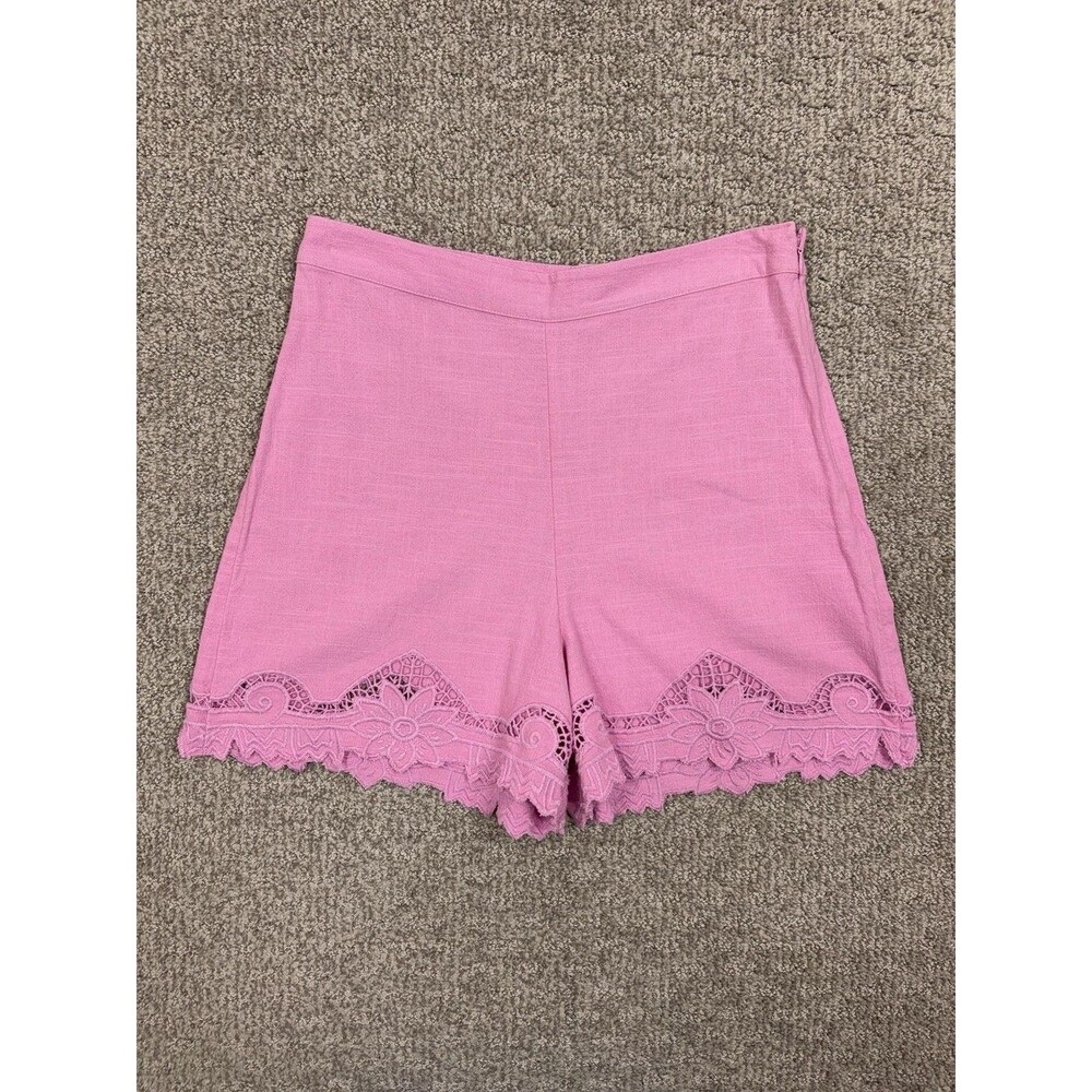 MNG Shorts Womens 4 Pink Lace Hem Chino Dressy Summer Casual Party High Rise